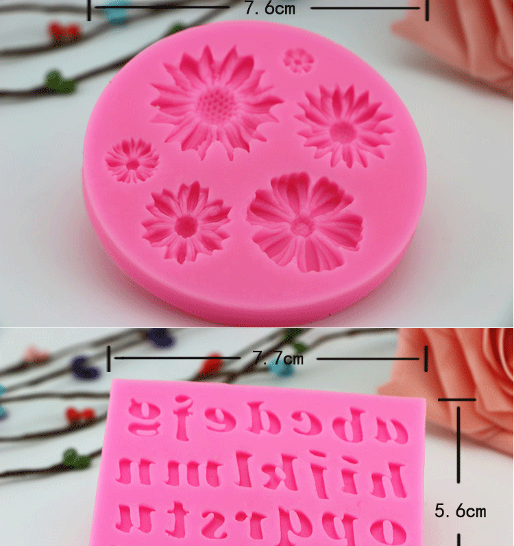 Bộ sưu tập khuôn silicon đất sét tráng miệng hoa vỏ váy macaron bánh dưới cùng chữ và số phụ kiện đất kem - Tự làm khuôn nướng khuôn kem
