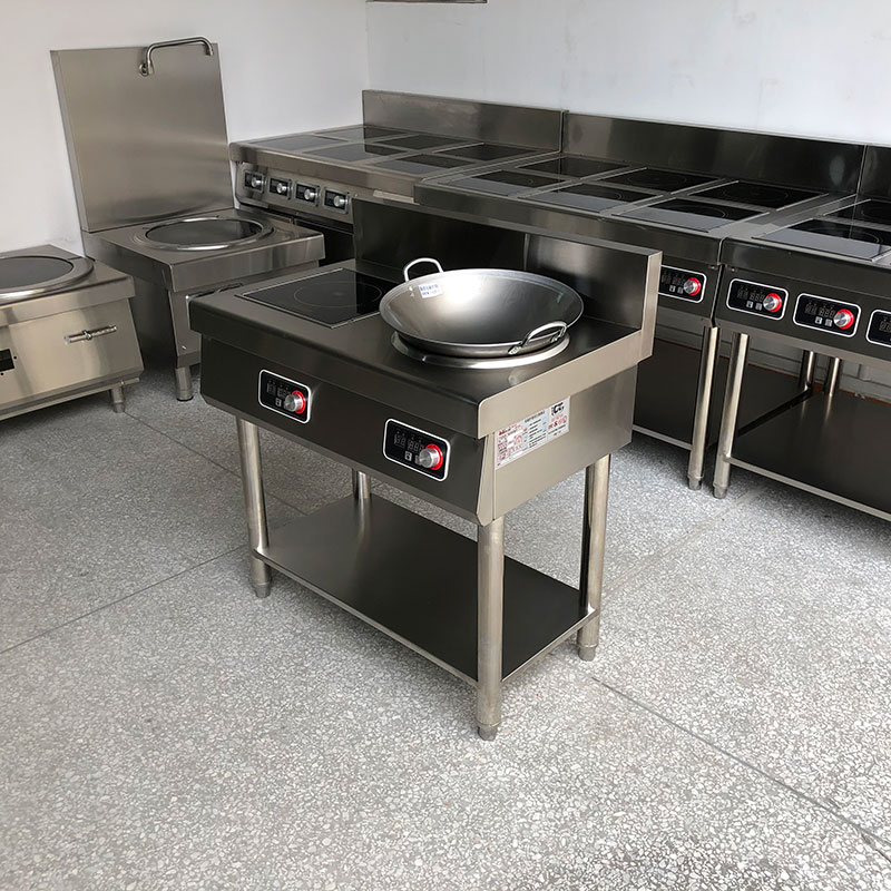 Double-ended vertical 5000W commercial household flat concave surface induction cooker steaming stew soup stir-frying safety and environmental protection and energy saving