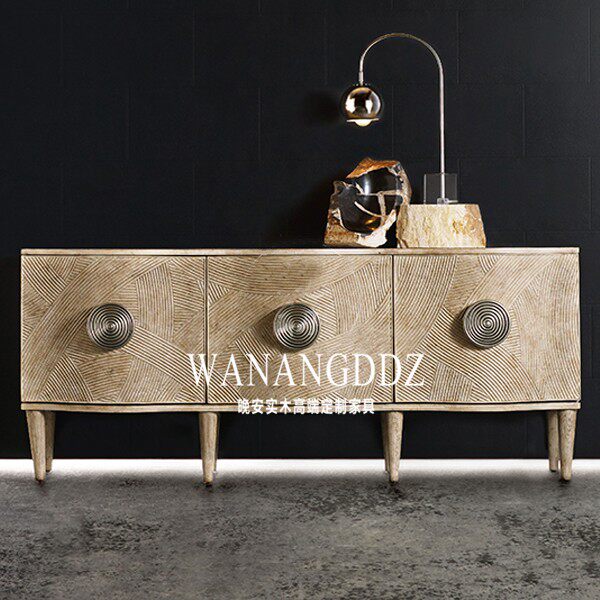 High-end custom wooden carved floral cabinet American light luxury TV cabinet after modern decorative cabinet