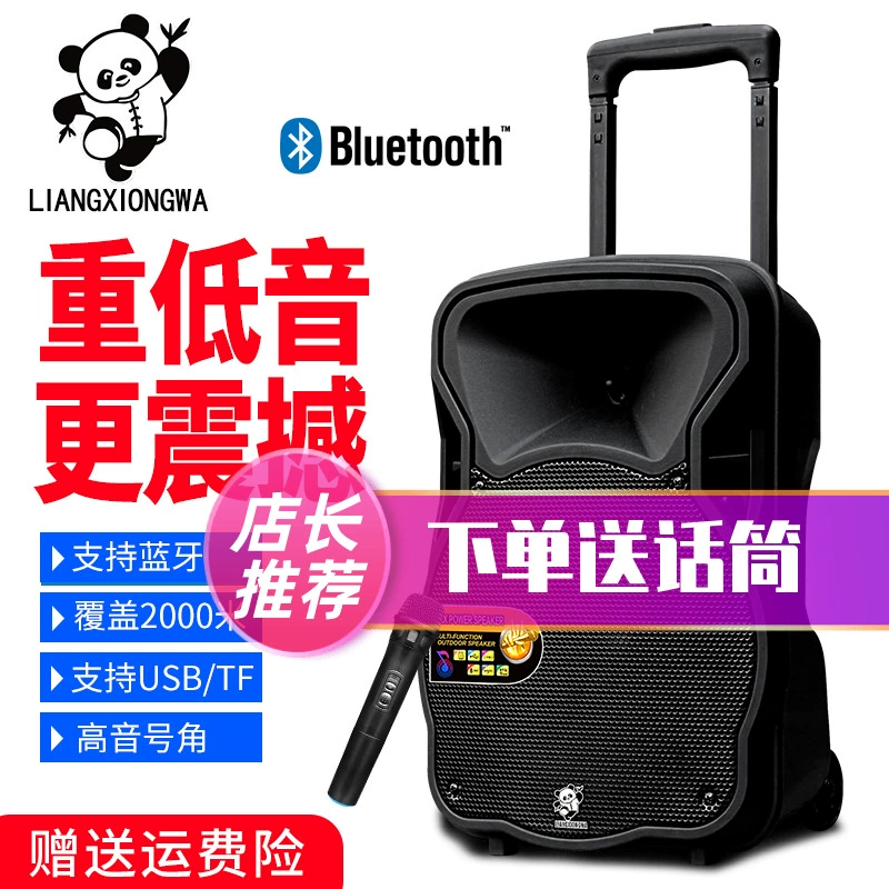 LIANGXIONGWA âm thanh nhảy vuông ngoài trời 10/15 inch loa di động xe đẩy loa Bluetooth tiện lợi - Trình phát TV thông minh