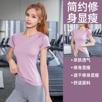 Summer New Yoga Suit Short Sleeve Women Fitness Suit Sports Blouse Slim T-shirt Mesh Yarn Running Elastic Speed Dry Clothing
