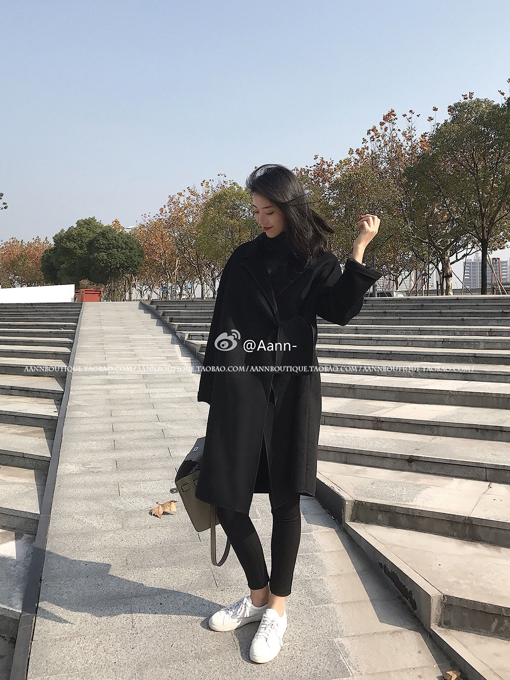 [WizAann] Resurrection _VB thắt lưng thắt nút thiết kế len hai mặt áo mùa thu và mùa đông _ mẫu dài và ngắn áo khoác dù nữ