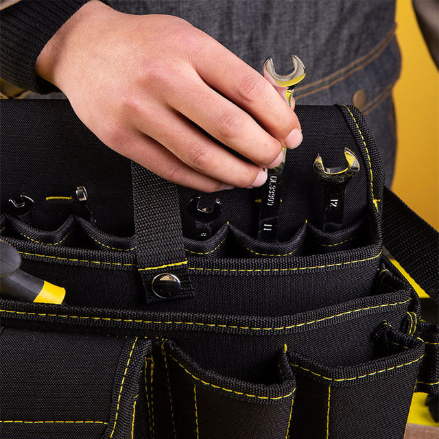 Deli tool tool bag belt thickened wear-resistant bag ເຄື່ອງ​ມື polyester cloth electrician repair thickened shoulder bag DL-P45