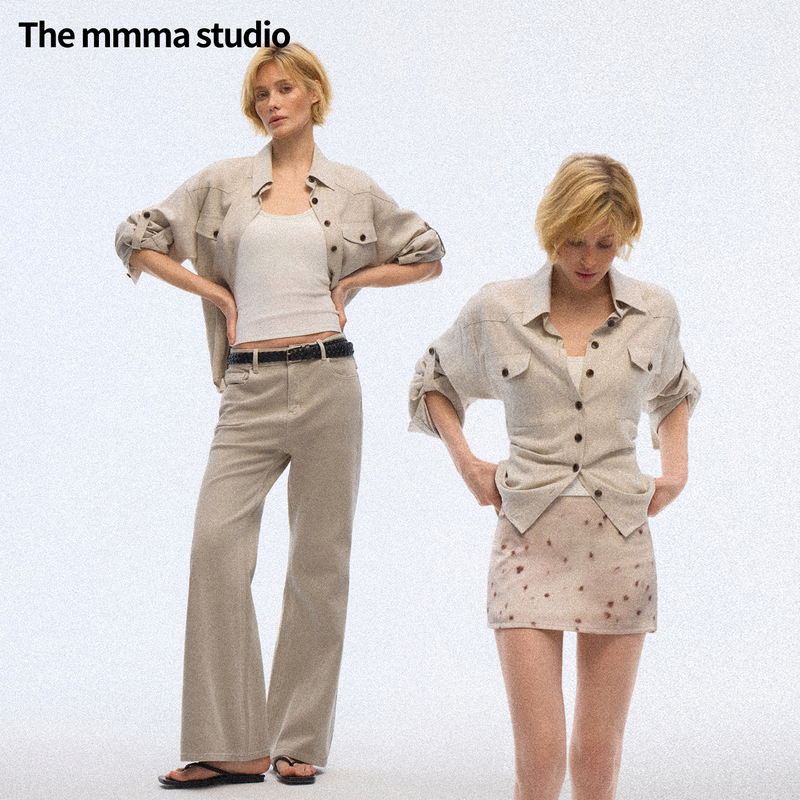 The Mmma* Classic Rain Dew Linen Tencel Drop-Shoulder Waist-Cinching Shirt with Multiple Ways to Wear