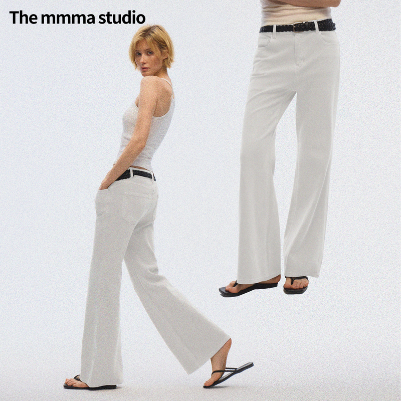 The Mmma* Classic Four-Way Stretch Old Money Style Fashionable High-End White Slightly Stretchy All-Season Jeans The Mmma* Classic Four-Way Stretch Old Money Style Fashionable High-End White Slightly Stretchy All-Season Jeans
