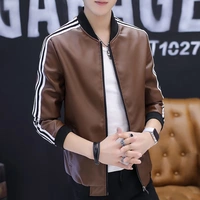 Áo khoác nam nam mùa thu 2018 Slim phiên bản Hàn Quốc đẹp trai của áo khoác da nam pu pu thường mùa đông cộng với nhung áo khoác nam hàng hiệu