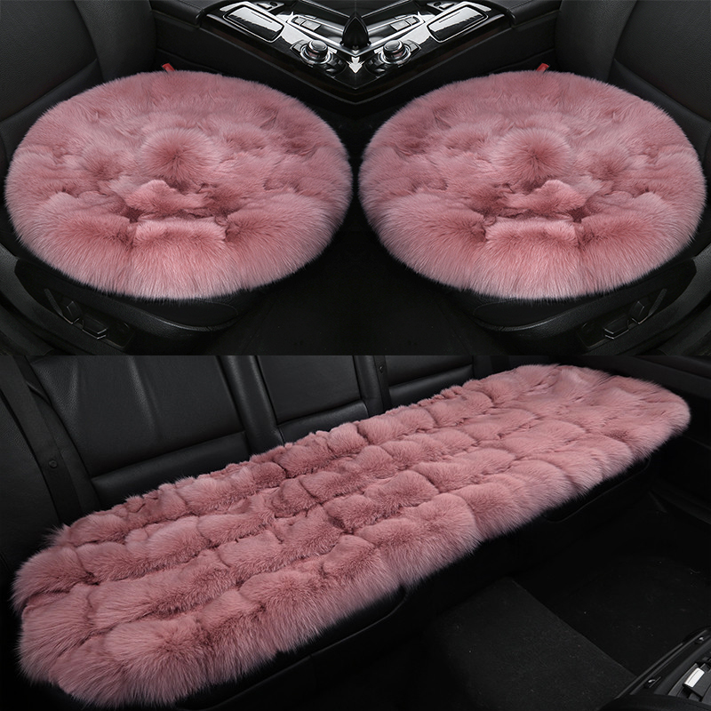 Winter fox fur car seat no backrest single piece wool fleece round warm leather fox head fur seat cushion