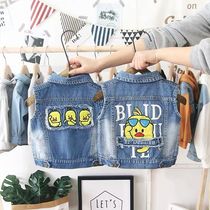 Childrens vest male boy Cotton horse clip 2021 spring waistcoat new childrens clothing spring autumn baby denim vest