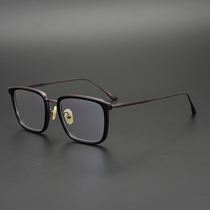 Hard - pie style box Japanese hand - made red - copper wide face glasses male large face lens frame pure titanium is strong and ultra - light