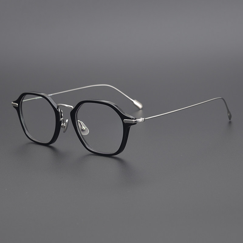 Japanese hand-made titanium glasses limit small frame height of men and women retro-frame glasses frame formulation box myopia