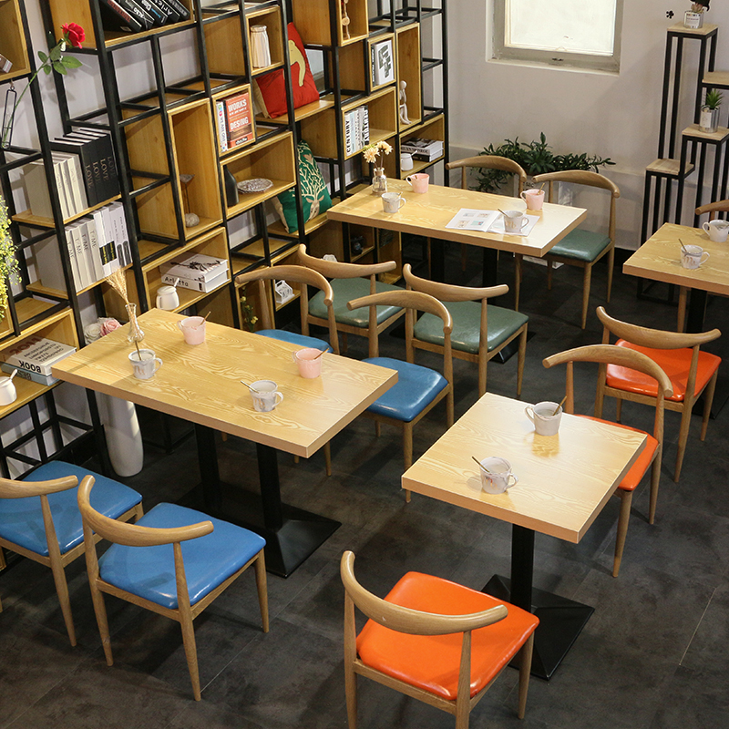 Milk Tea Sweet shop Desk and chairs Combined snack fast food and chairs Noodle House Burger Table 2 People Casual Cafe Table