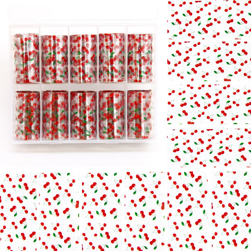 Three-Dimensional Cute Red Cherry Nail Stickers, High-End Summer Sweetheart Red Cherry Girly Nail Transfer Paper Three-Dimensional Cute Red Cherry Nail Stickers, High-End Summer Sweetheart Red Cherry Girly Nail Transfer Paper
