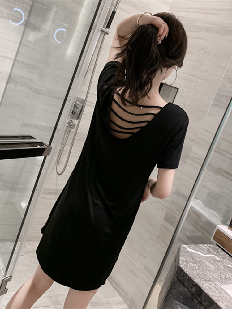 Night dress women's summer modal pure cotton 2021 new short-sleeved halter sexy pajamas thin spring and autumn home clothes