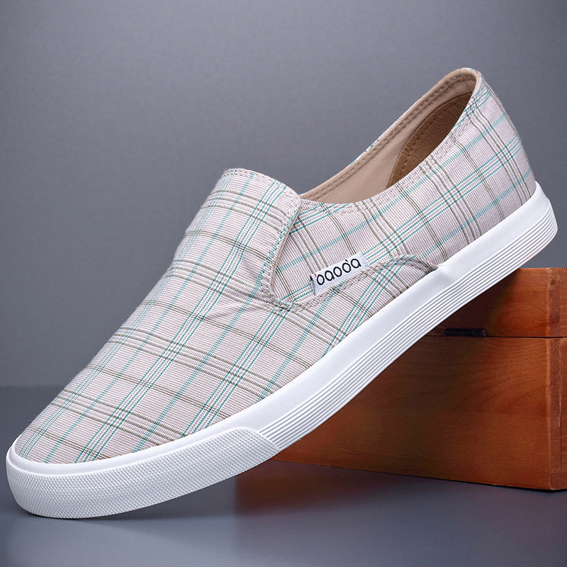Plaid Sail Cloth Shoes Zitrend 100 Hitch Casual Shoes 2022 Summer New One Foot Pedal Breathable Old Beijing Cloth Shoes Man