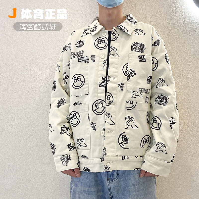 Vans Off-White Stylish High Street Style Mountain Series Smiley Face Unisex Cotton Jacket Vn0A5H8K7Ds