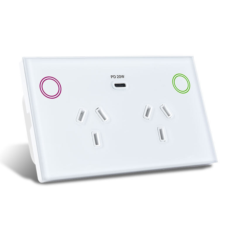 120 Type Australian Three-Hole Smart Switch Socket Wifi Mobile Phone Control Australian Standard Wall Panel with USB Fast Charging