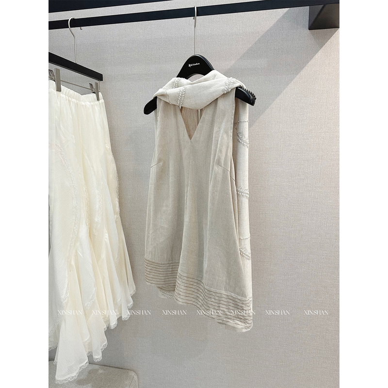 Xinshan Scarf Patchwork Sleeveless Vest 2026 Summer New Style Elegant Simple Relaxed Top