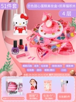 Hello kitty, коробка для косметики, конструктор, кукла, средство для снятия макияжа, кисть, 4 этажей, 5 шт