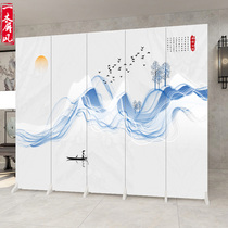 New Chinese screen partition wall living room foldable mobile simple modern office company double-sided decorative folding screen