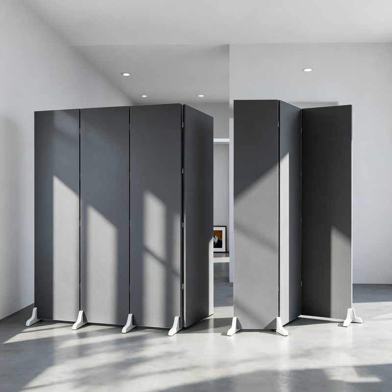 Office Screen Partition Folding Movable Simple Modern Company Divider Living Room Entrance Screen Pure Gray Folding Screen