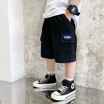 Boys summer shorts 2022 new middle-aged boys foreign style overalls five-point pants outer wear childrens loose pants