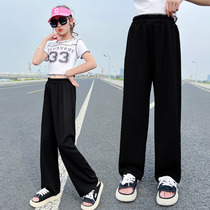 Girls glass broad legs pants summer thin children in large childrens large child mosquito pants girl loose straight tube leisure long pants