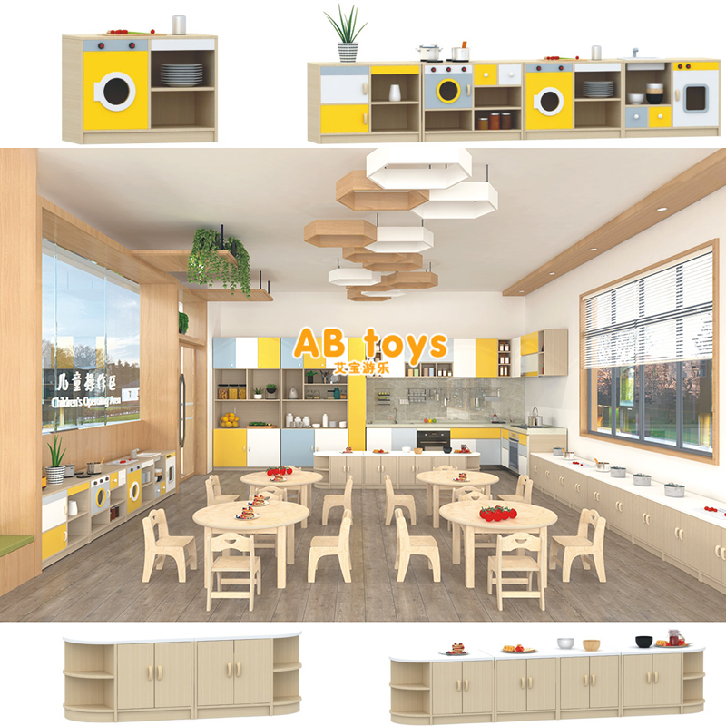 Kindergarten operation area simulation whole cabinet children's toy storage cabinet kitchen combination cabinet cabinet home wine interactive whole cabinet Cabinet