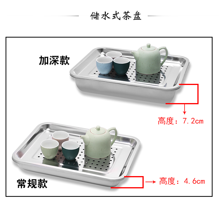 Khay trà inox hiện đại tối giản bộ bàn ghế phòng khách nhà Kung Fu bộ trà hình chữ nhật nhỏ trà nước biển khay trà - Trà sứ bình ủ trà sữa