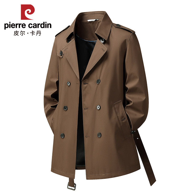 Мужская ветровка средней длины Pierre Cardin, новинка весны и осени 2026, повседневная свободная двубортная куртка большого размера