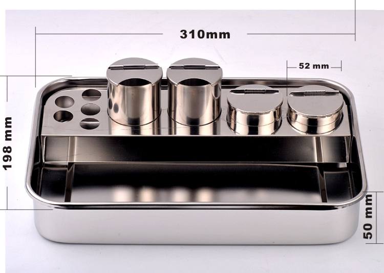 Thickened stainless steel treatment disc with small bottle 2 large 2 small sterilized square disc for medical treatment