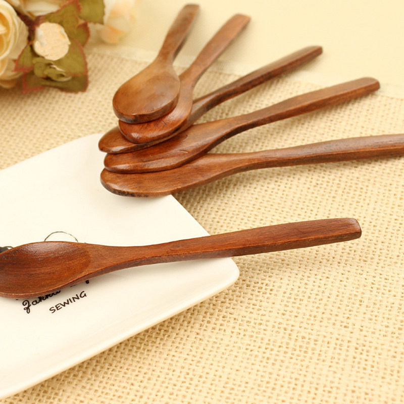 Water Inscription Korean Version Coffee Stirring Spoon Creative Brown Solid Wood Spoon Tea Soup Spoon Cutlery Accessories Children Wood Tablespoon