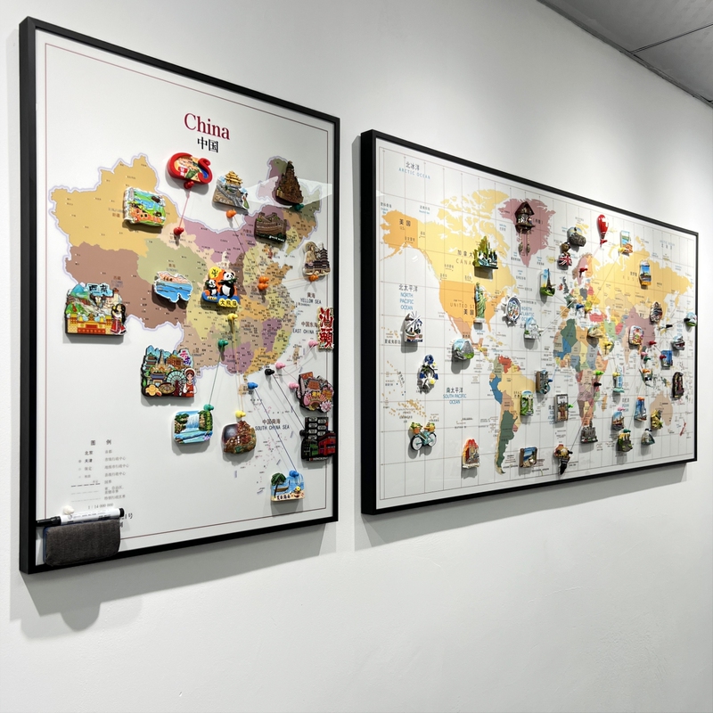 China World Map Decorative Painting Travel Footprint Magnetic Refrigerator Sticker Markable Hanging Painting Office Living Room Wall Art