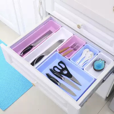 Japanese adjustable storage compartment drawer finishing box tableware storage box separated rectangular plastic small box