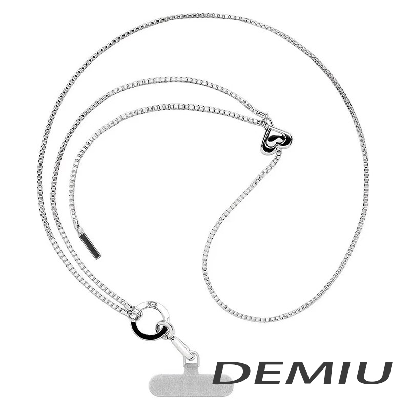 Japanese Demiu Metal Heart Phone Chain Strap Crossbody Lanyard Neck Strap Long Pearl Bracelet for Women