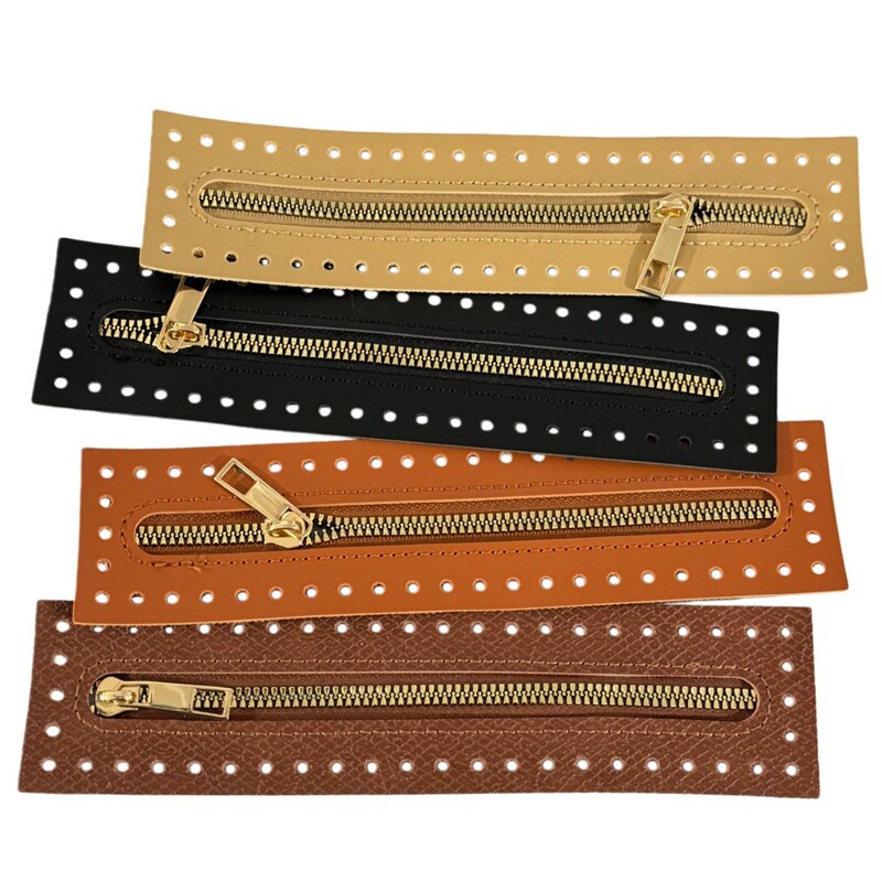 3.5mm Hole Leather Zipper 21cm Woven Bag Needle Sewing Crochet Zipper Handmade Bag Zipper High-End Slider