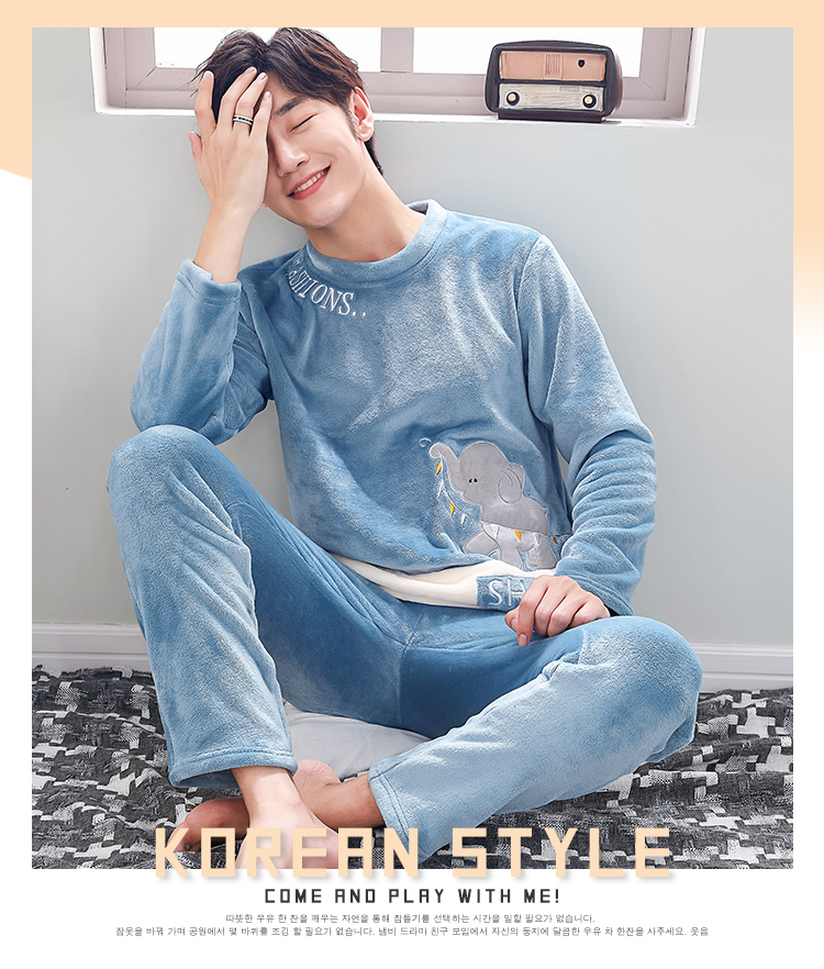 Nam big boy đồ ngủ mùa đông 13-15 tuổi Big boy 12-18 thanh niên lông cừu san hô 14 mùa thu và mùa đông mô hình 16 flannel quần áo ngủ nam