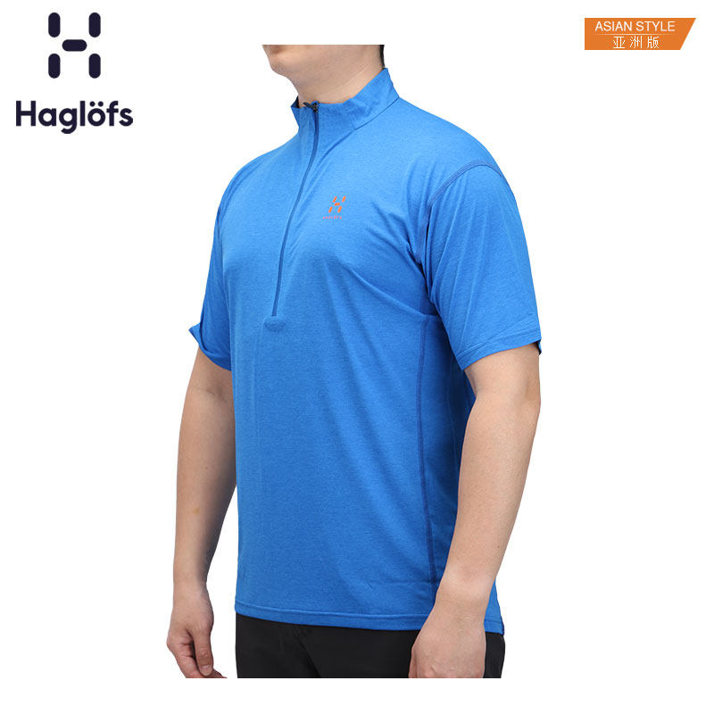 Haglofs matchstick men's outdoor offset shoulder seam quick-drying half zipper breathable T-shirt 603346 Asian edition