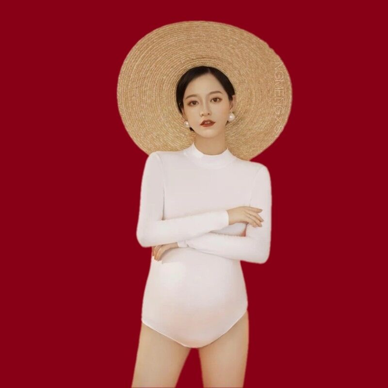 New Pregnant Woman Photos Clothing Fashion White Conjoined Body Display Slim Mommy Movie's Genuine Sexy Art Photos-Taobao