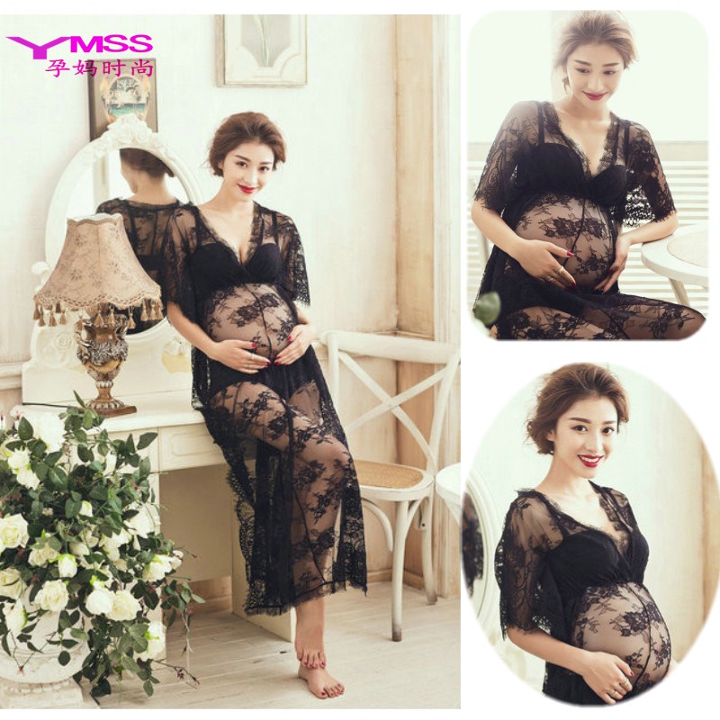 Pregnant Woman Photographed Sexy Long Dress Movie Themed Lace Dress New Fashion Mommy Photos of Genuine Photography Clothing-Taobao