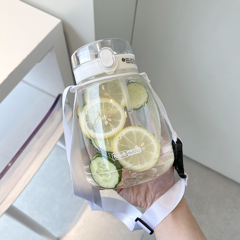 Large Capacity Water Glass Woman With Straw High Face Value Cup Adult Portable Sports Plastic Cup Cute Mesh Red Double Drink Cup