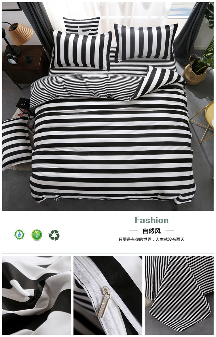 Mùa hè bốn mảnh bộ 1.8 m phim hoạt hình đôi quilt cover 1.5 sheets ký túc xá sinh viên ba mảnh thời trang sọc