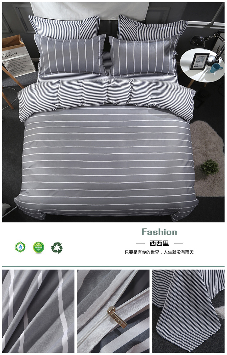 Mùa hè bốn mảnh bộ 1.8 m phim hoạt hình đôi quilt cover 1.5 sheets ký túc xá sinh viên ba mảnh thời trang sọc