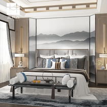 Solid wood New Chinese style minimalist modern Chinese style Bedroom 1 8 m Master bedroom with large bed Wedding Bed time 1 5 m Double beds