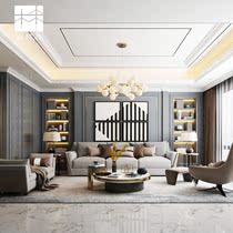 Will-style Light Lavish Rear Modern Leather Art Sofa Tea Table Composition Villa Guest Hall Furniture Small Large Family-style Furnished Room Furniture