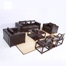 New Chinese solid wood sofa office reception room to negotiate sofa modern simple furniture combination customization