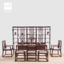 New Chinese Zen tea table and chair combination folk tea table tea chair tea stool tea cabinet tea room tea house solid wood furniture