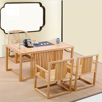 New Chinese Tea Table Tea Chair Solid Wood Table and Chair Combination Modern Chinese Zen Furniture Tea Table Tea Room Tea House Customization