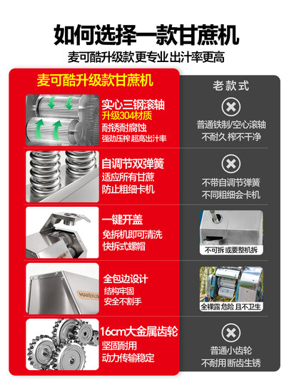 Michael Cool Zuckerrohrmaschine, kommerzielle Zuckerrohr-Entsaftungsmaschine, vollautomatisch, elektrisch, neue Zuckerrohrpresse, speziell für Verkaufsstände