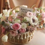 薇艺 INS Woven Flower Basket Rattan Ticked Trags Редактор ретро маленький цветочный синий пастырский цветочный художник цветочный цветок вставка
