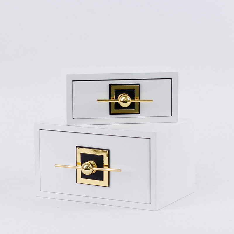 New Chinese pure white drawer decorative box wood lacquerware jewelry box two-piece cloakroom showcase soft decorations